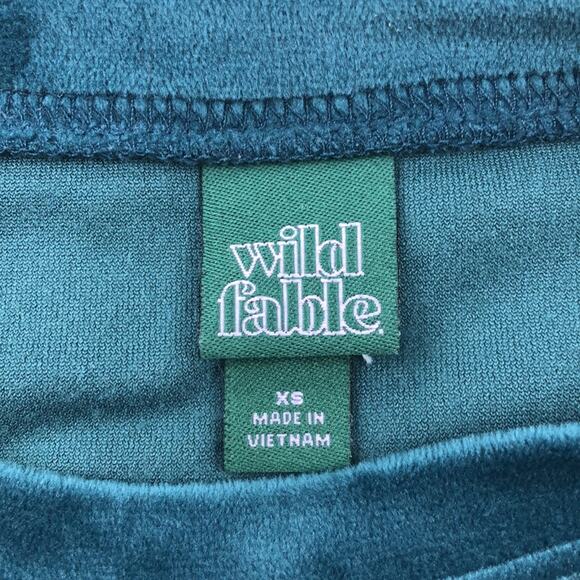 Wild Fable: Velvet Cropped Teal Crewneck - Picture 4 of 5